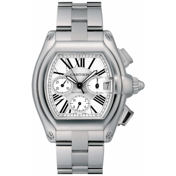 Cartier Roadster W62019X6 Silver Sunray-Effect Dial Stainless…