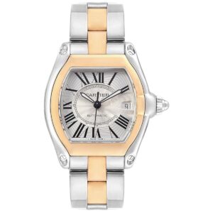 Cartier Roadster W62031Y4 Silver Sunray-Effect Dial Steel and Gold…