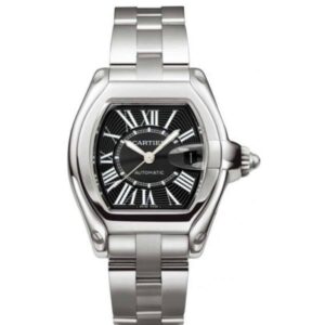 Cartier Roadster W62041V3 Black Sunray-Effect Dial Steel Bracelet…