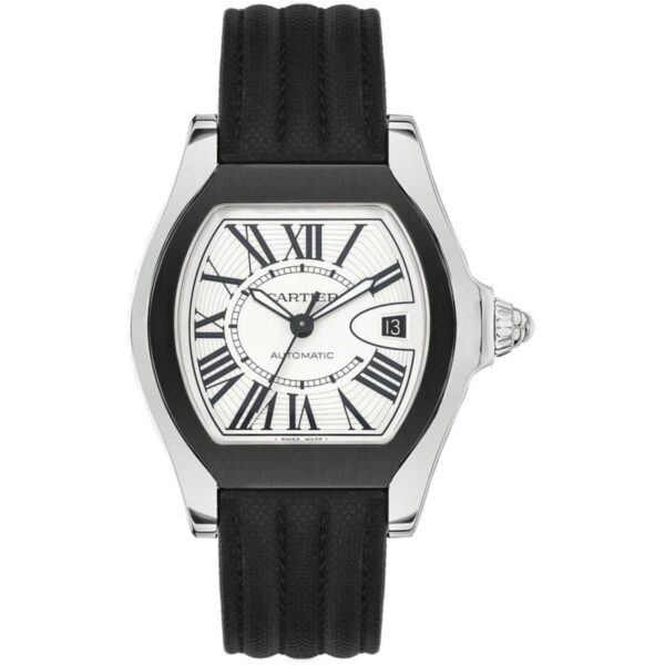 Cartier Roadster W6206018 Opaline Silver Dial Black Rubber Strap…