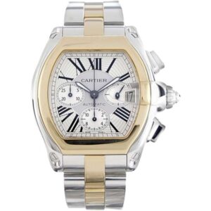 Cartier Roadster XL W62027Z1 Silver Sunray-Effect Dial Steel and…
