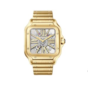 Cartier WHSA0042 Santos de Cartier Yellow Gold Skeleton Dial Large…
